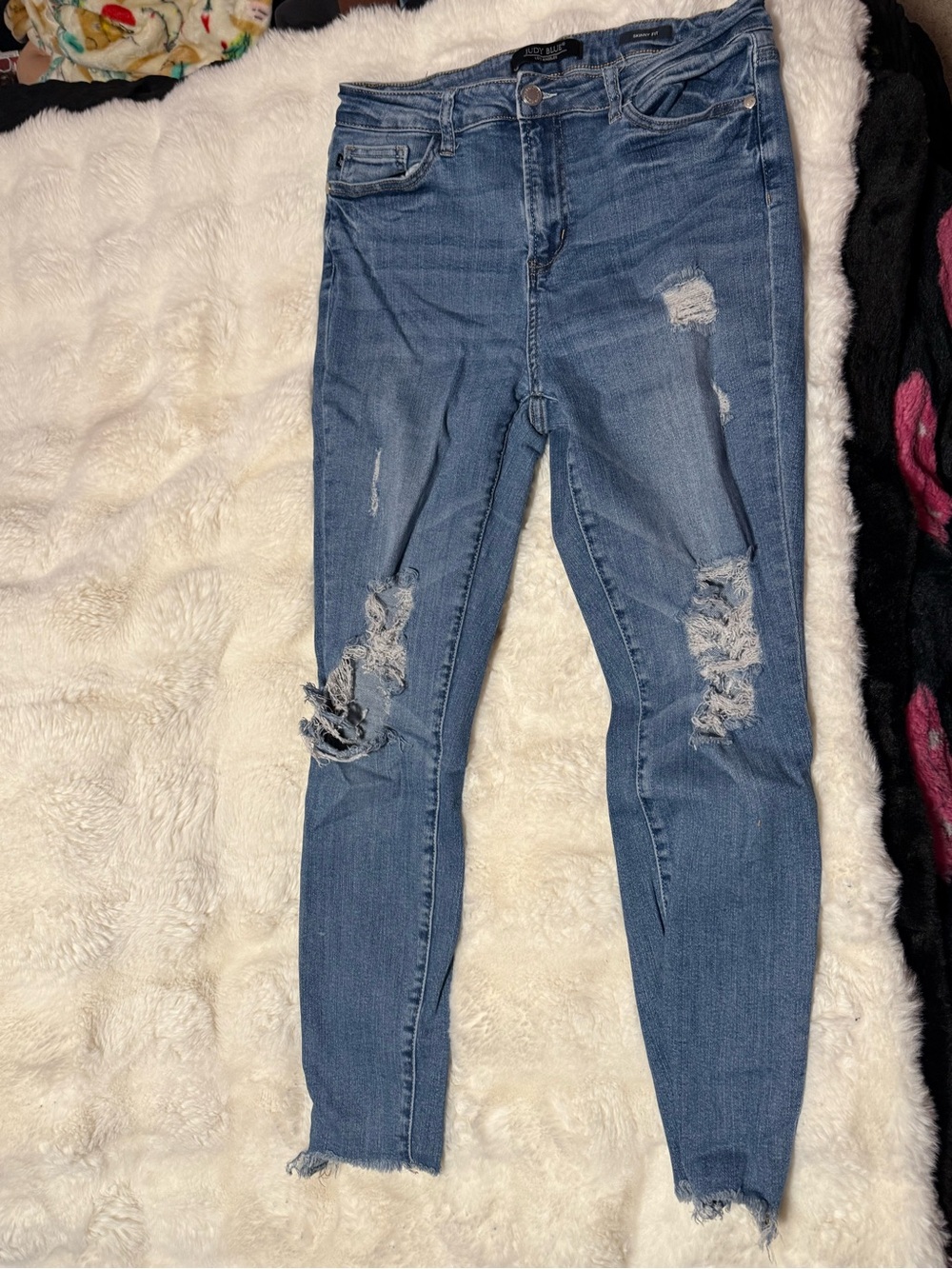Judy Blue Distressed High-Rise Skinny Jeans - Blue